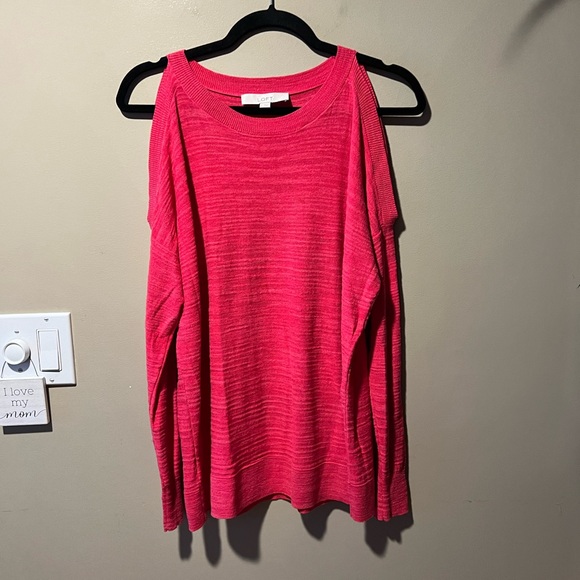 LOFT Heather Pink/Red Lightweight Knit Top - Picture 5 of 11